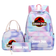Jurassic Park Pink Starry Sky SchoolBag Backpack Lunch Box Bag Book Pencil Bags  3pcs Set