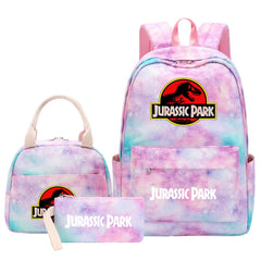 Jurassic Park Pink Starry Sky SchoolBag Backpack Lunch Box Bag Book Pencil Bags  3pcs Set