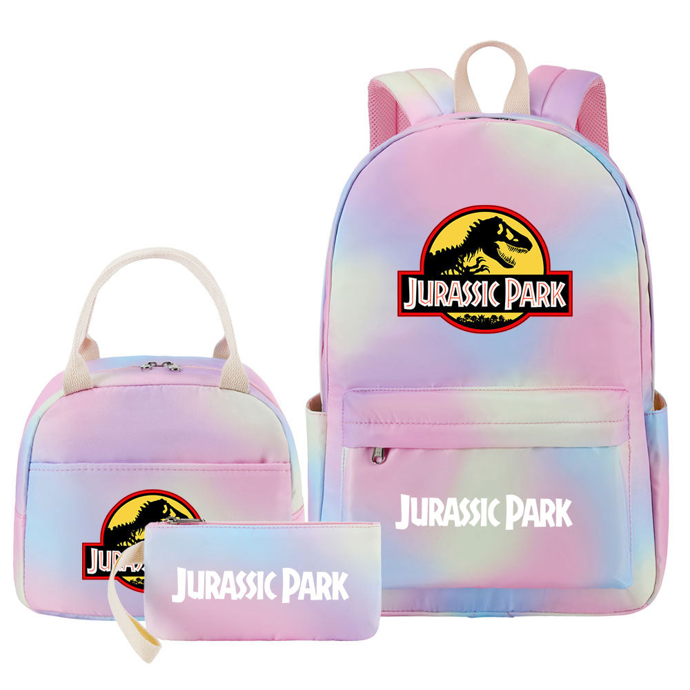 Jurassic Park Pink Starry Sky SchoolBag Backpack Lunch Box Bag Book Pencil Bags  3pcs Set