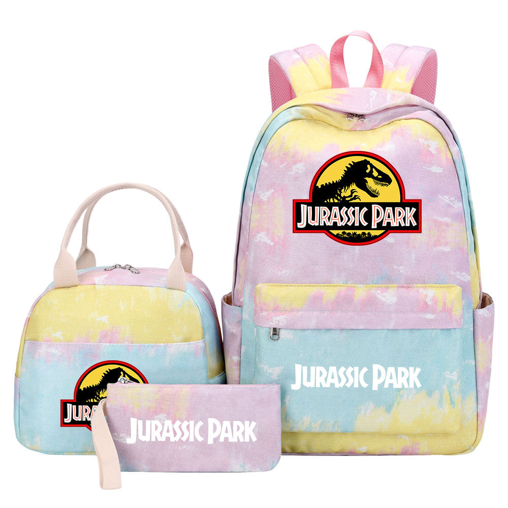 Jurassic Park Pink Starry Sky SchoolBag Backpack Lunch Box Bag Book Pencil Bags  3pcs Set