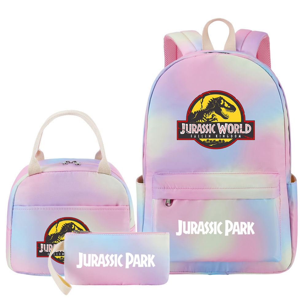 Jurassic Park Pink Starry Sky SchoolBag Backpack Lunch Box Bag Book Pencil Bags  3pcs Set