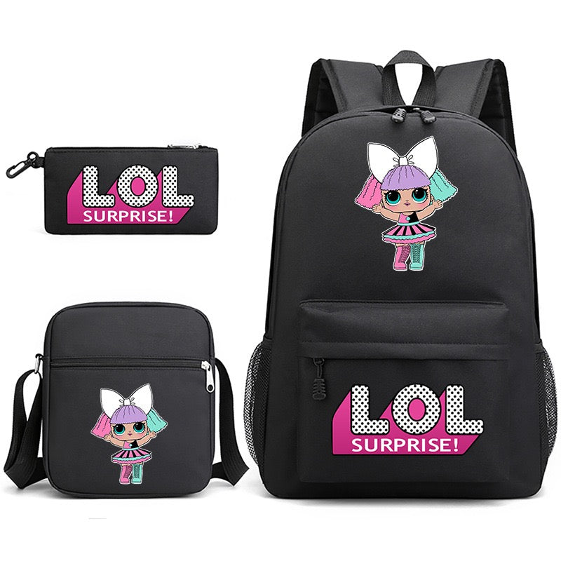 LOL Surprise Dolls School Bag Backpack Shoulder Bag Book Pencil Bags  3pcs Set