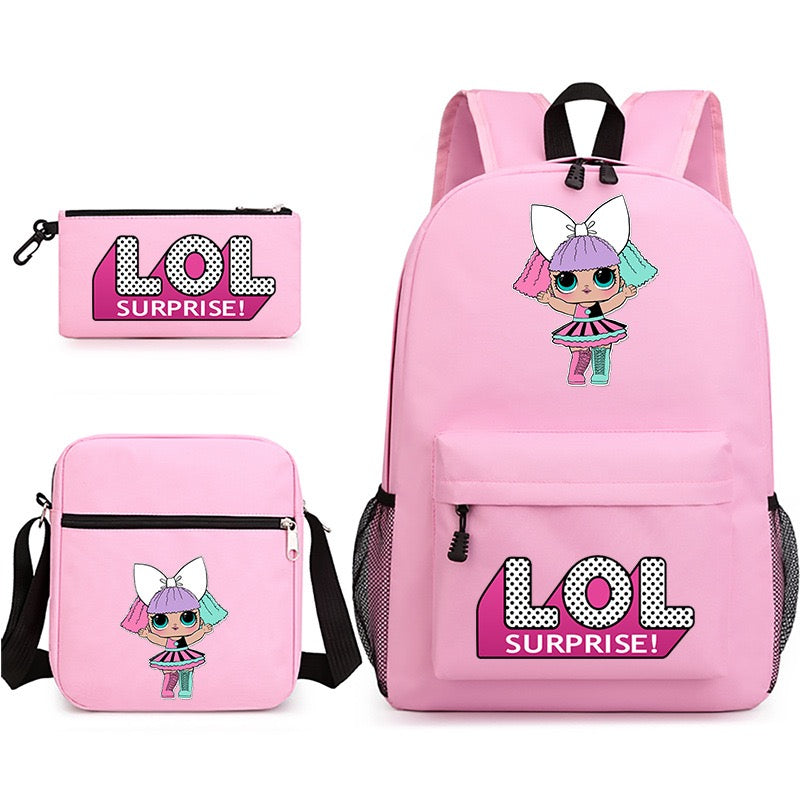 LOL Surprise Dolls School Bag Backpack Shoulder Bag Book Pencil Bags  3pcs Set