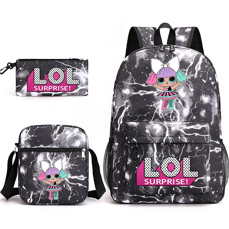 LOL Surprise Dolls School Bag Backpack Shoulder Bag Book Pencil Bags  3pcs Set