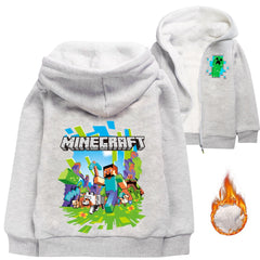 Minecraft Pullover Hoodie Sweatshirt Autumn Winter Unisex Sweater Zipper Jacket for Kids Boy Girls
