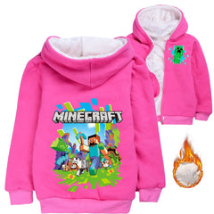Minecraft Pullover Hoodie Sweatshirt Autumn Winter Unisex Sweater Zipper Jacket for Kids Boy Girls