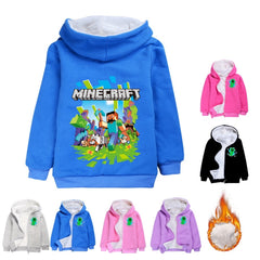 Minecraft Pullover Hoodie Sweatshirt Autumn Winter Unisex Sweater Zipper Jacket for Kids Boy Girls