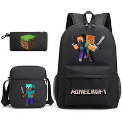 Minecraft SchoolBag Backpack Shoulder Bag Book Pencil Bags 3pcs Set