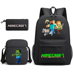 Minecraft SchoolBag Backpack Shoulder Bag Book Pencil Bags 3pcs Set