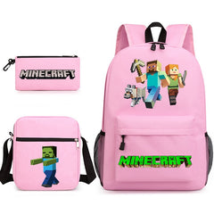 Minecraft SchoolBag Backpack Shoulder Bag Book Pencil Bags 3pcs Set