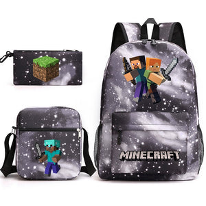 Minecraft SchoolBag Backpack Shoulder Bag Book Pencil Bags 3pcs Set