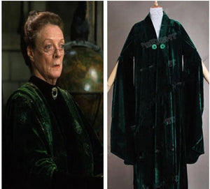 Harry Potter Professor Minerva McGonagall Cosplay Costume Dress Magic Robe Cape Cloak Halloween Carnival Witch Costumes