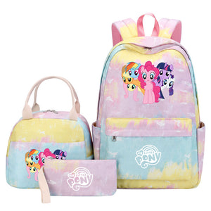 My Little Pony Pink Starry Sky SchoolBag Backpack Lunch Box Bag Book Pencil Bags  3pcs Set