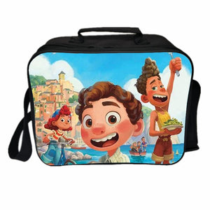 Luca Alberto Monster PU Leather Portable Lunch Box School Tote Storage Picnic Bag