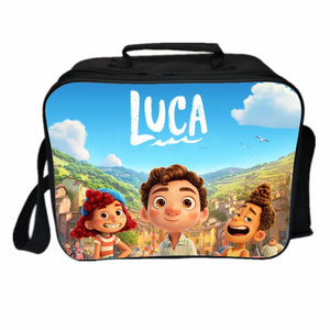 Luca Alberto Monster PU Leather Portable Lunch Box School Tote Storage Picnic Bag
