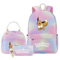 Pokemon Charmander Umbreon Flareon  Eevee Pink Starry Sky SchoolBag Backpack Lunch Box Bag Book Pencil Bags  3pcs Set