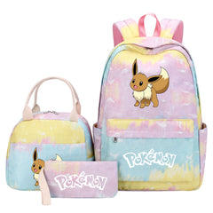 Pokemon Charmander Umbreon Flareon  Eevee Pink Starry Sky SchoolBag Backpack Lunch Box Bag Book Pencil Bags  3pcs Set