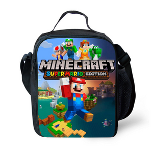 Minecraft Mario Insulated Lunch Bag for Boy Kids Thermos Cooler Adults Tote Food Lunch Box