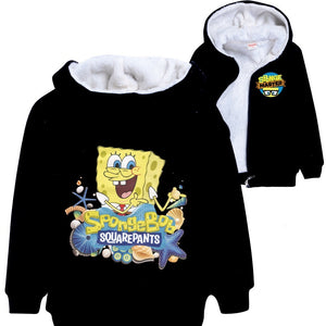 Square Pants Sponge Bob Pullover Hoodie Sweatshirt Autumn Winter Unisex Sweater Zipper Jacket for Kids Boy Girls