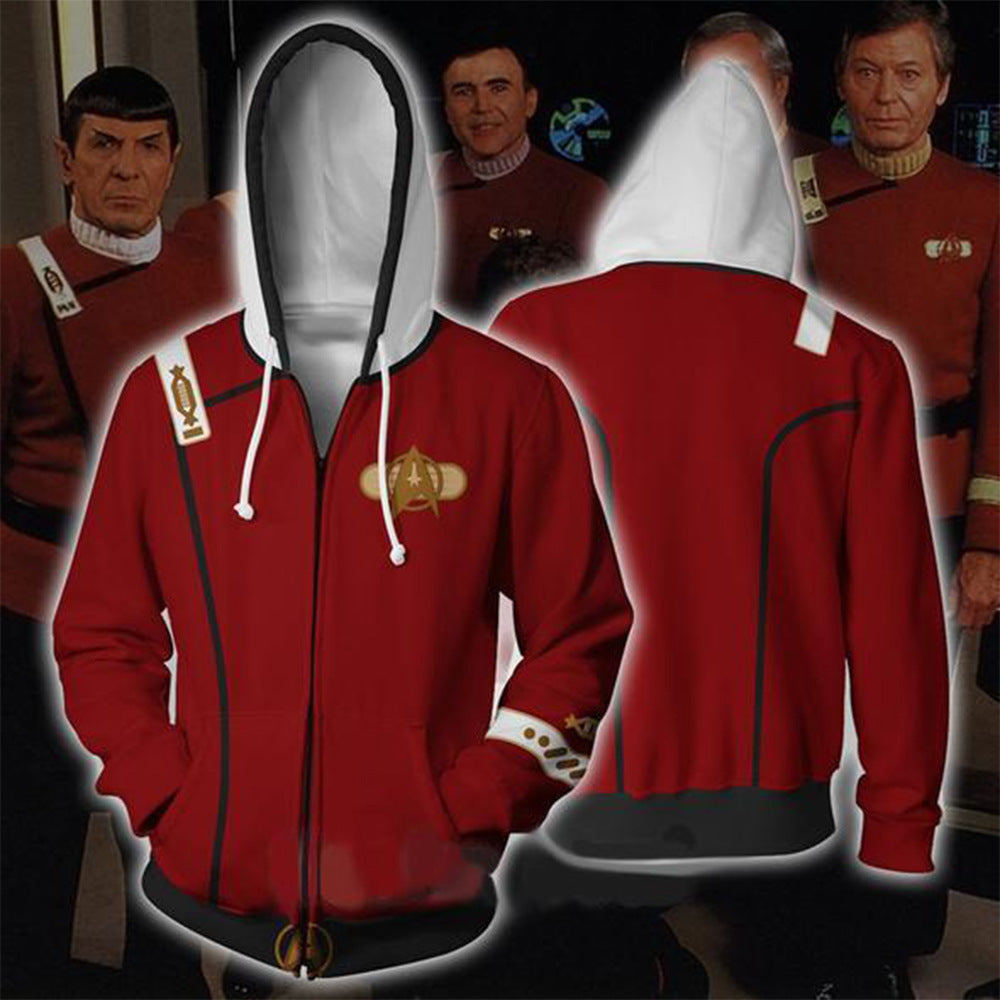 Star Trek 2 The Wrath of Khan Cosplay Hoodie Sweatshirt Sweater Unisex Zipper Jacket Coat