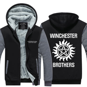 Supernatural Winchester Pull over Hoodie Sweatshirt Autumn Winter Unisex Sweater Zipper Jacket Warm Coat