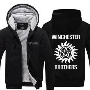 Supernatural Winchester Pull over Hoodie Sweatshirt Autumn Winter Unisex Sweater Zipper Jacket Warm Coat