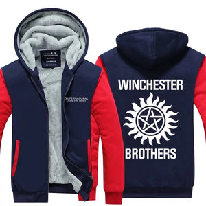 Supernatural Winchester Pull over Hoodie Sweatshirt Autumn Winter Unisex Sweater Zipper Jacket Warm Coat