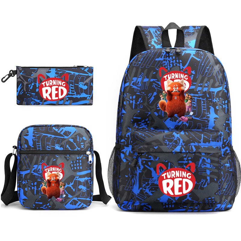 Turning Red SchoolBag Backpack Shoulder Bag Book Pencil Bags  3pcs Set