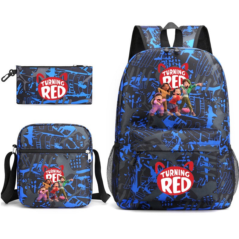 Turning Red SchoolBag Backpack Shoulder Bag Book Pencil Bags  3pcs Set