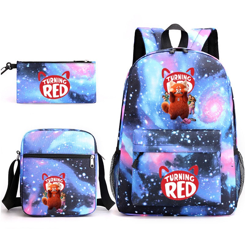 Turning Red SchoolBag Backpack Shoulder Bag Book Pencil Bags  3pcs Set