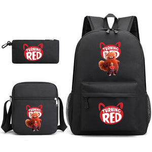 Turning Red SchoolBag Backpack Shoulder Bag Book Pencil Bags  3pcs Set