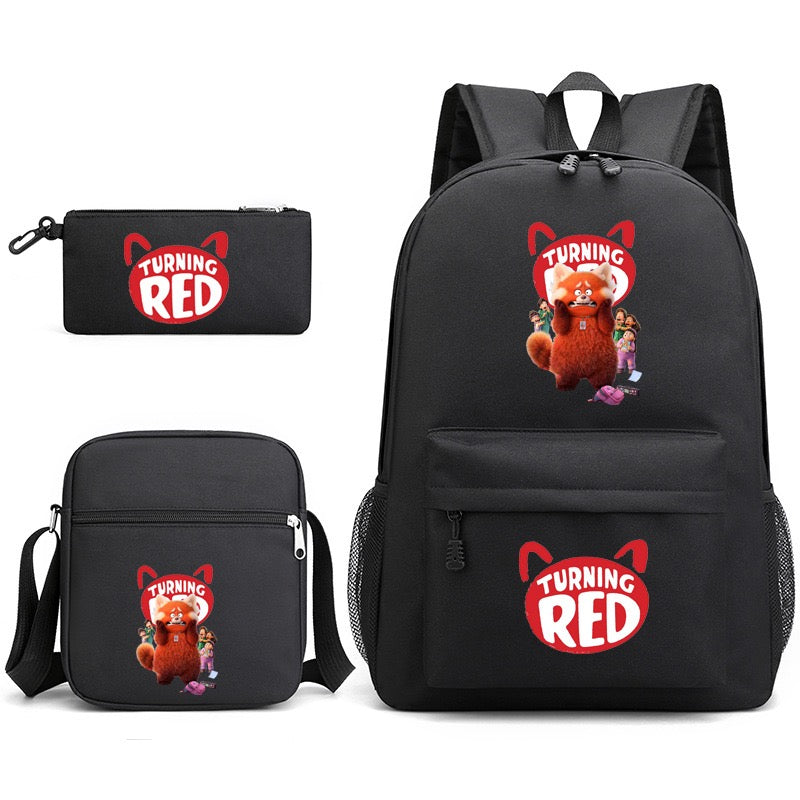 Turning Red SchoolBag Backpack Shoulder Bag Book Pencil Bags  3pcs Set