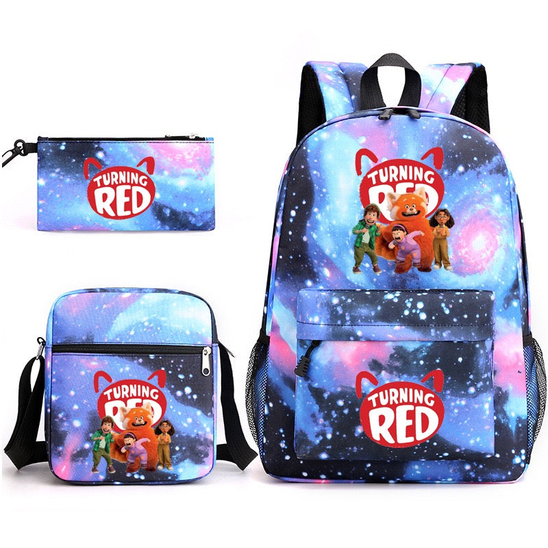 Turning Red SchoolBag Backpack Shoulder Bag Book Pencil Bags  3pcs Set