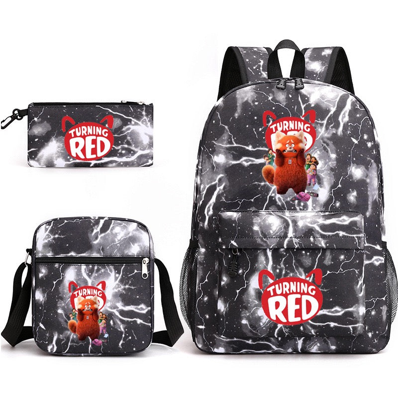 Turning Red SchoolBag Backpack Shoulder Bag Book Pencil Bags  3pcs Set