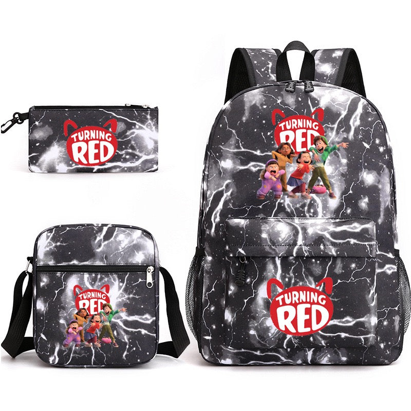 Turning Red SchoolBag Backpack Shoulder Bag Book Pencil Bags  3pcs Set