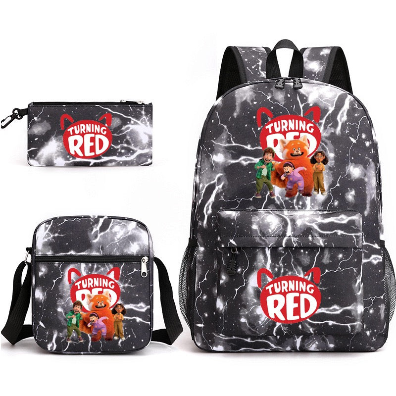 Turning Red SchoolBag Backpack Shoulder Bag Book Pencil Bags  3pcs Set