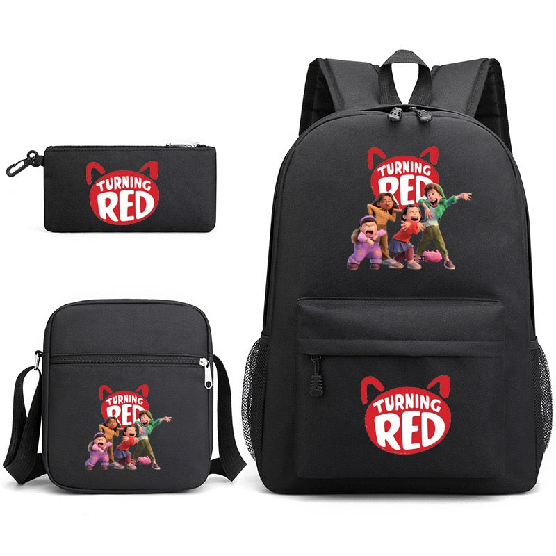Turning Red SchoolBag Backpack Shoulder Bag Book Pencil Bags  3pcs Set