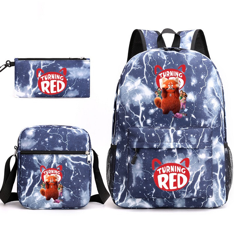 Turning Red SchoolBag Backpack Shoulder Bag Book Pencil Bags  3pcs Set