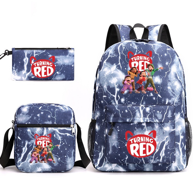 Turning Red SchoolBag Backpack Shoulder Bag Book Pencil Bags  3pcs Set