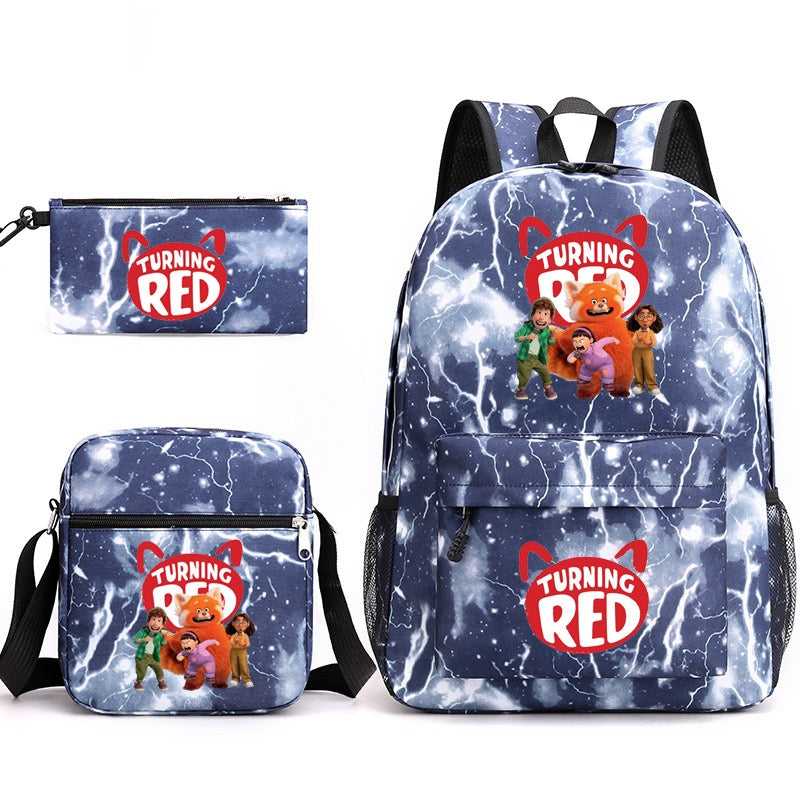 Turning Red SchoolBag Backpack Shoulder Bag Book Pencil Bags  3pcs Set