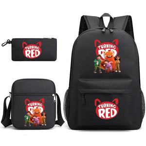Turning Red SchoolBag Backpack Shoulder Bag Book Pencil Bags  3pcs Set