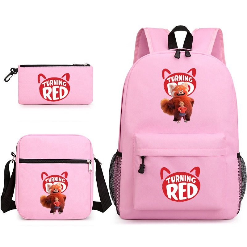 Turning Red SchoolBag Backpack Shoulder Bag Book Pencil Bags  3pcs Set