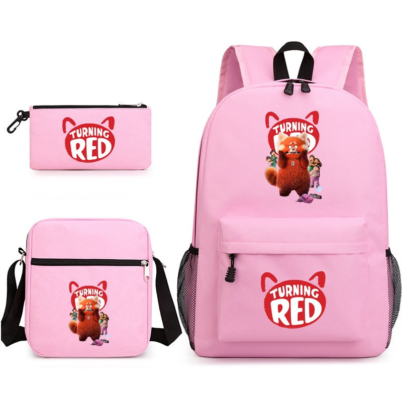 Turning Red SchoolBag Backpack Shoulder Bag Book Pencil Bags  3pcs Set