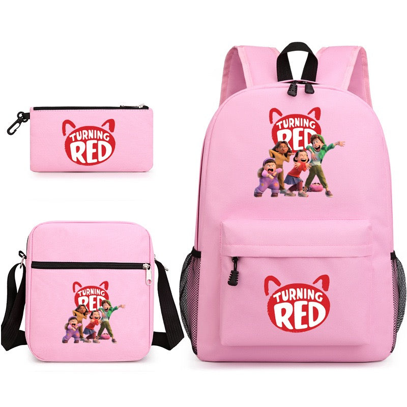 Turning Red SchoolBag Backpack Shoulder Bag Book Pencil Bags  3pcs Set