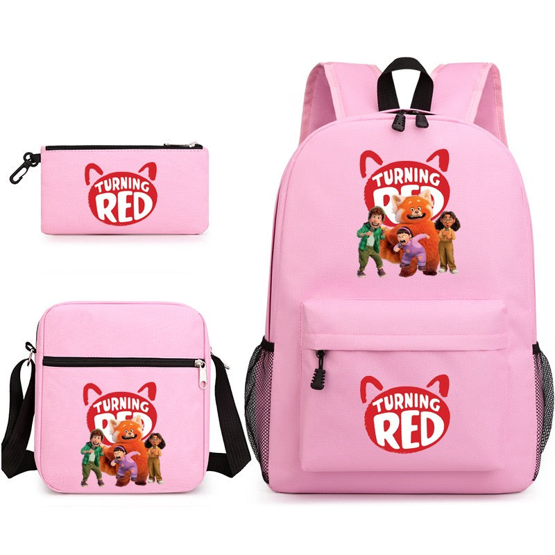 Turning Red SchoolBag Backpack Shoulder Bag Book Pencil Bags  3pcs Set