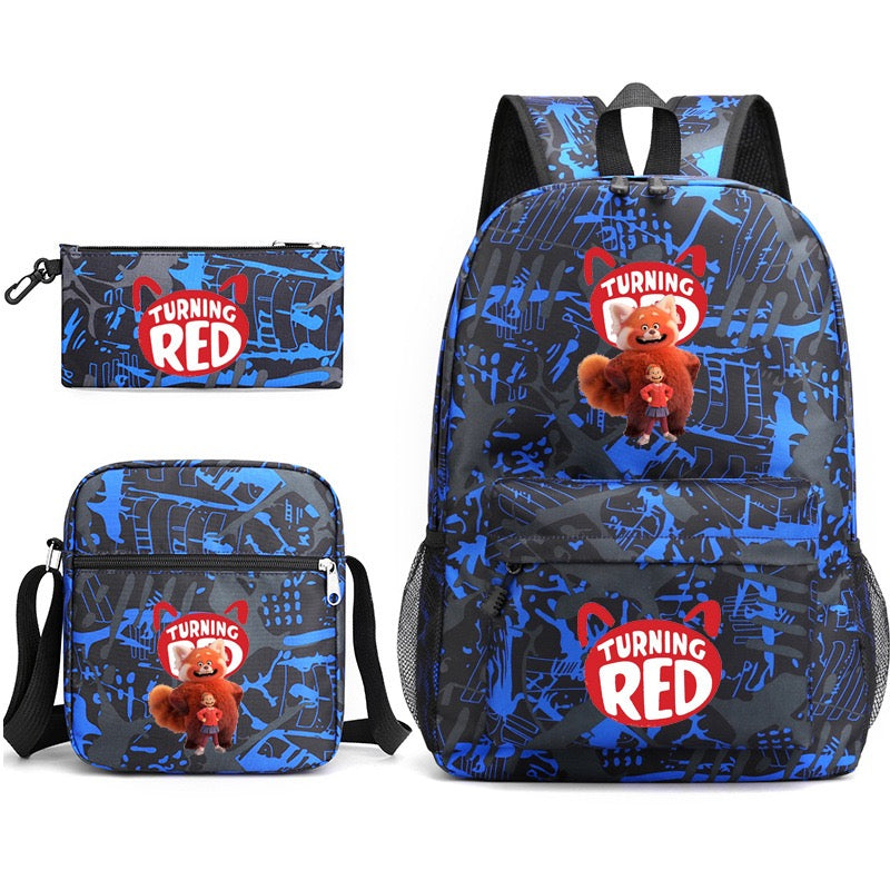 Turning Red SchoolBag Backpack Shoulder Bag Book Pencil Bags  3pcs Set