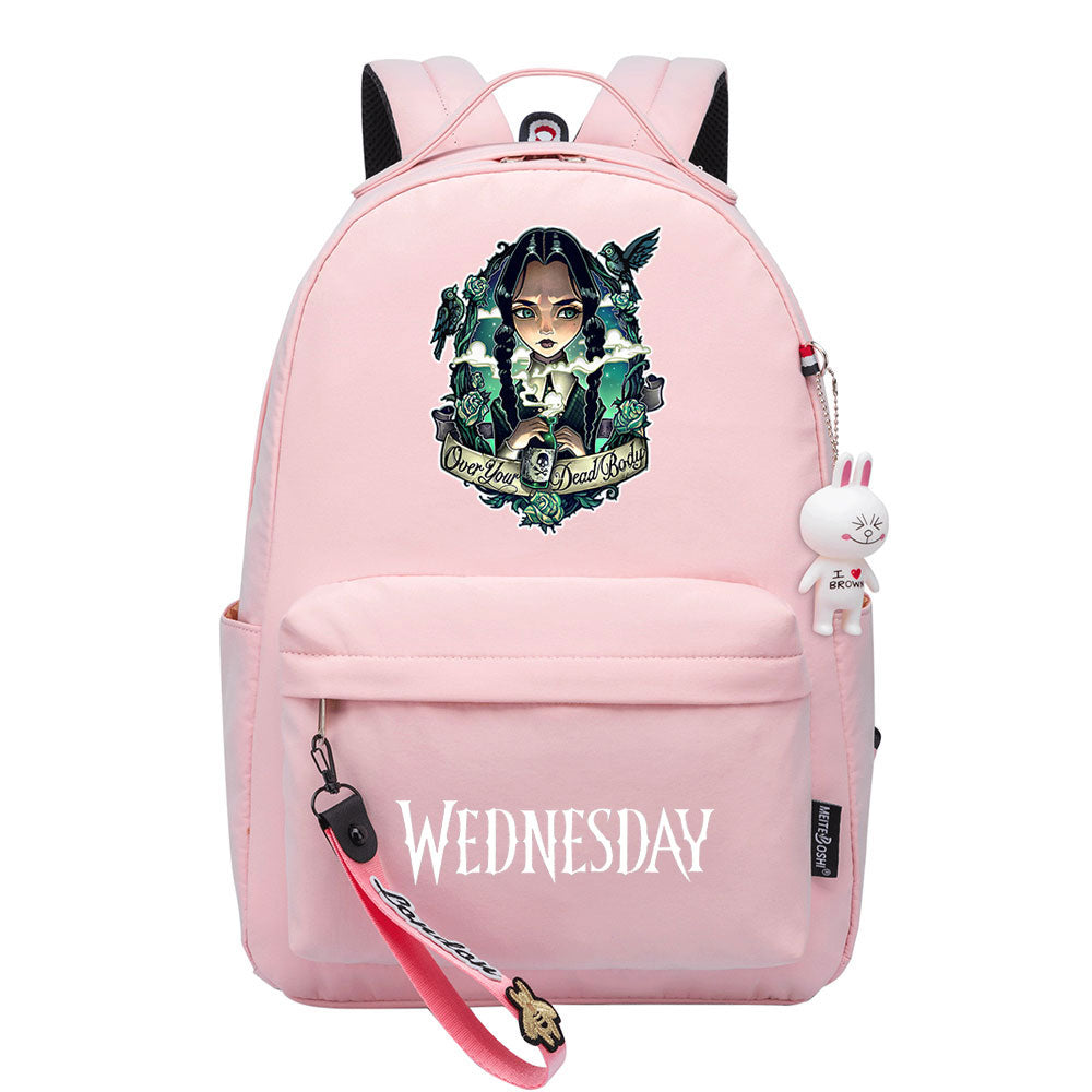 Wednesday Addams USB Charging Backpack Schoolbag Notebook Bag Gifts for Kids Students Cosplay Backpack School Bag Water Proof