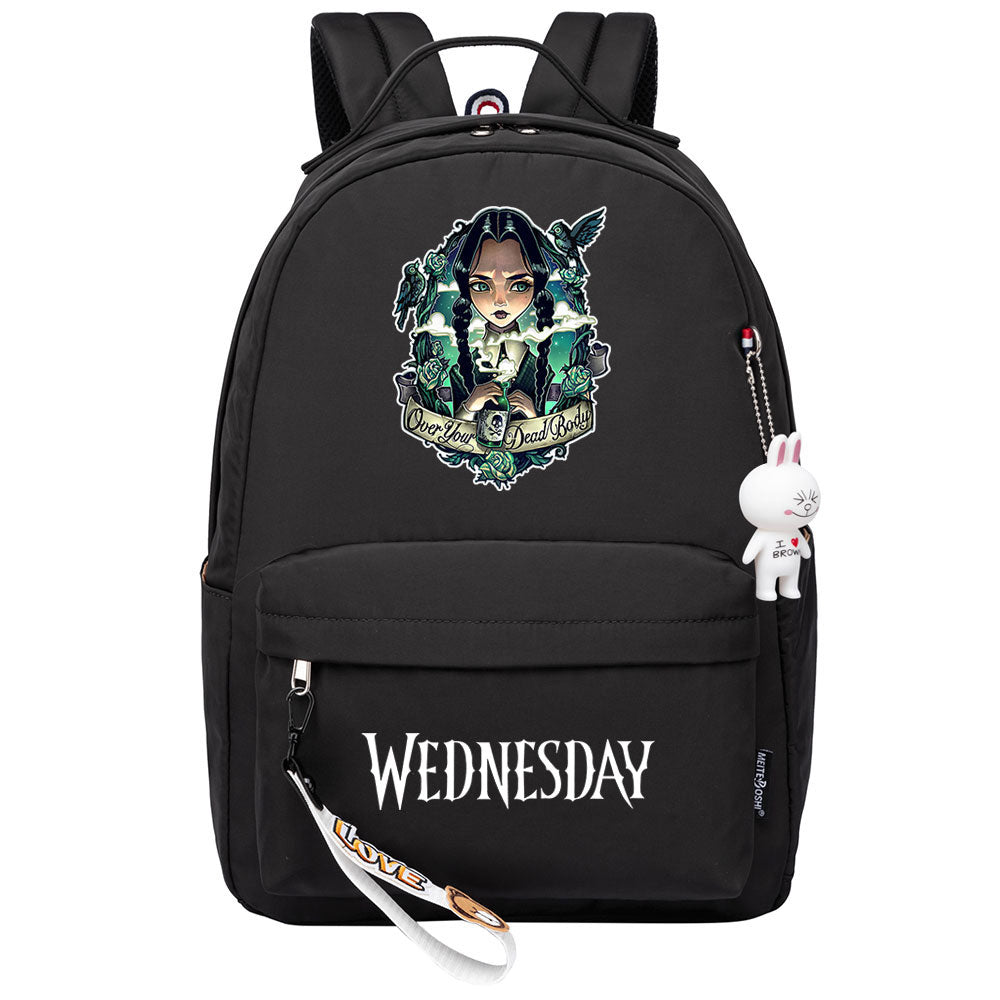 Wednesday Addams USB Charging Backpack Schoolbag Notebook Bag Gifts for Kids Students Cosplay Backpack School Bag Water Proof