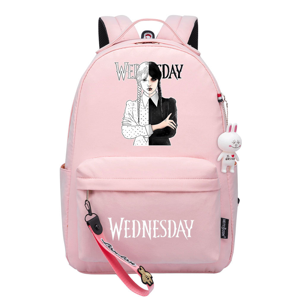 Wednesday Addams USB Charging Backpack Schoolbag Notebook Bag Gifts for Kids Students Cosplay Backpack School Bag Water Proof