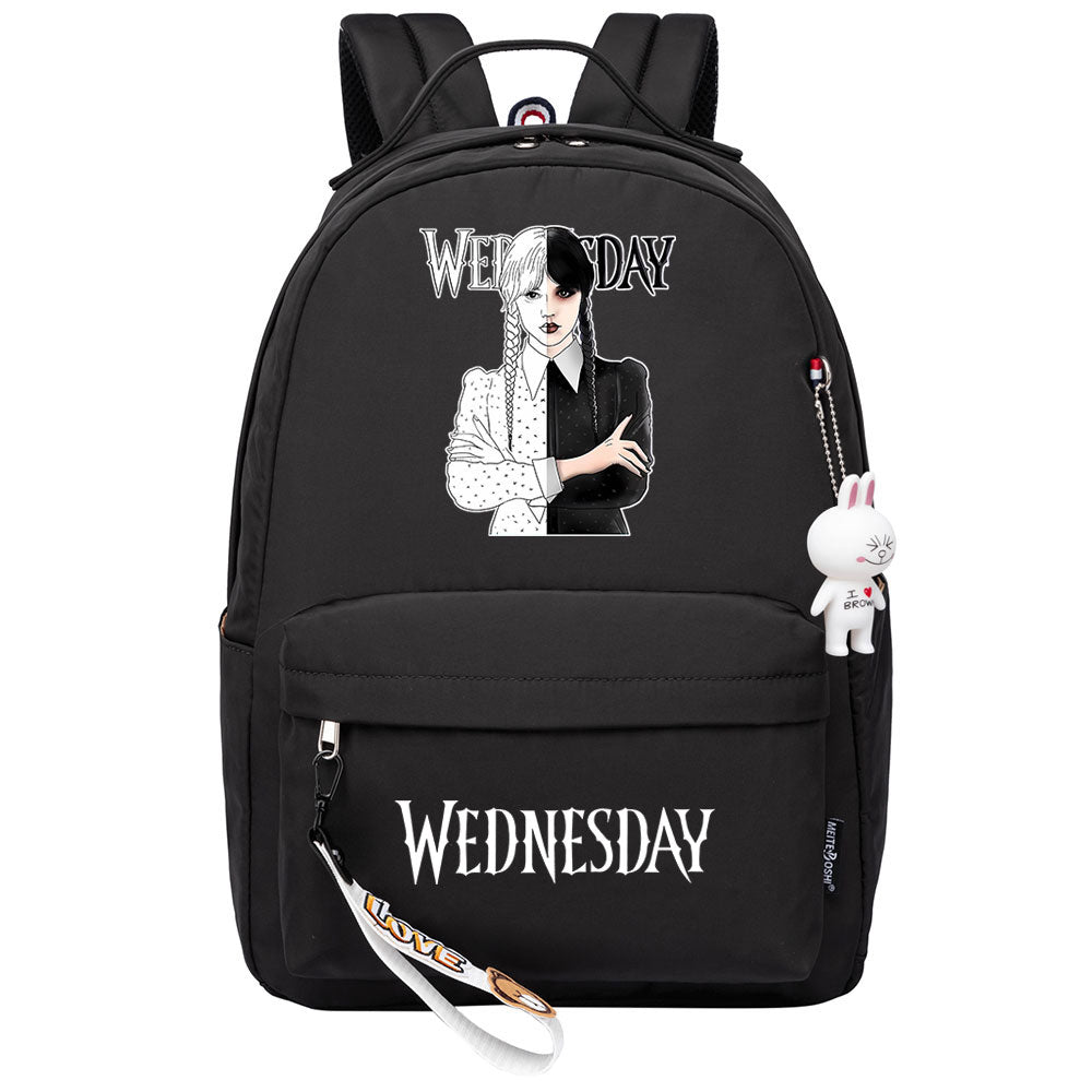Wednesday Addams USB Charging Backpack Schoolbag Notebook Bag Gifts for Kids Students Cosplay Backpack School Bag Water Proof